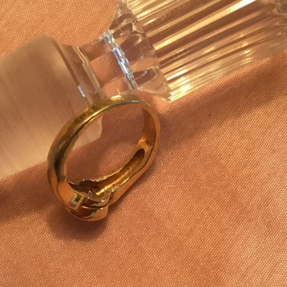 Goldtone Round Bezel Set CZ Ring